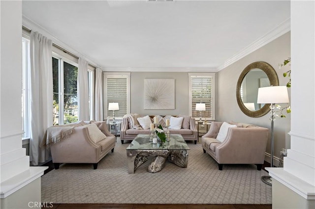 38925 Cherry Point Ln, Murrieta, CA 92563 - living area with crown molding and visible vents