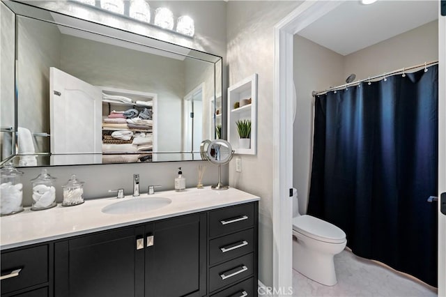 38925 Cherry Point Ln, Murrieta, CA 92563 - full bathroom featuring toilet, vanity, and a shower with shower curtain