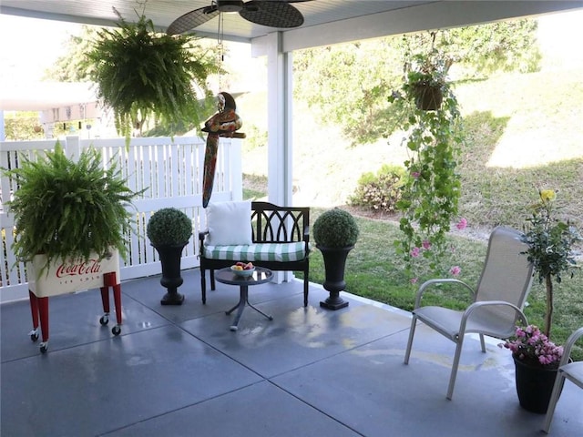view of patio with a ceiling fan