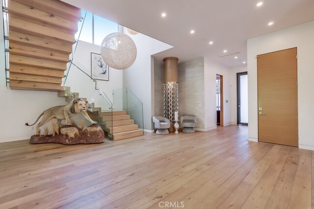 737 N Cherokee Ave, Los Angeles, CA 90038 - interior space with stairs, recessed lighting, baseboards, and hardwood / wood-style flooring