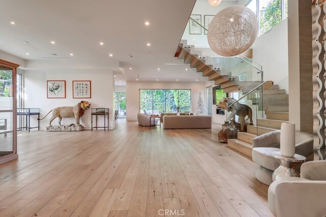 737 N Cherokee Ave, Los Angeles, CA 90038 - interior space featuring recessed lighting, stairway, and wood-type flooring