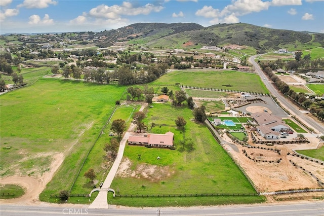 aerial view with a rural view and a mountain view