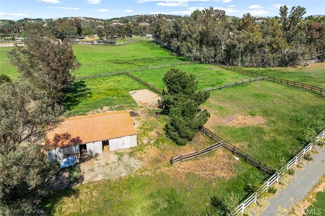 aerial view featuring a rural view