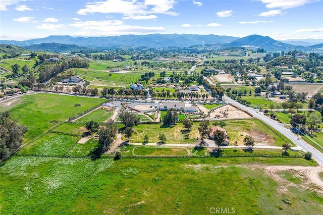 bird's eye view with a mountain view