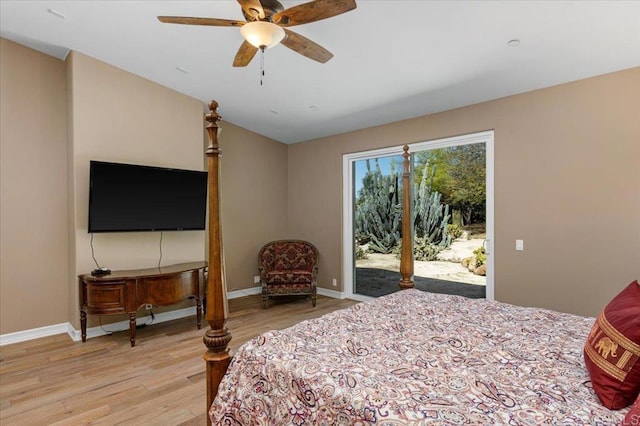 16270 Pauma Valley Dr, Pauma Valley, CA 92061 - bedroom with access to outside, light wood finished floors, vaulted ceiling, and a ceiling fan