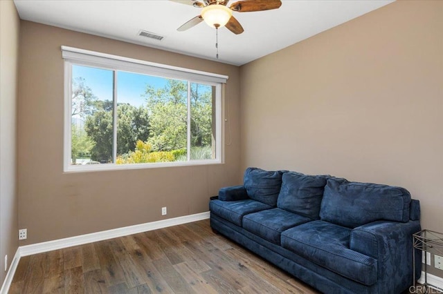 16270 Pauma Valley Dr, Pauma Valley, CA 92061 - living room with wood finished floors and a ceiling fan