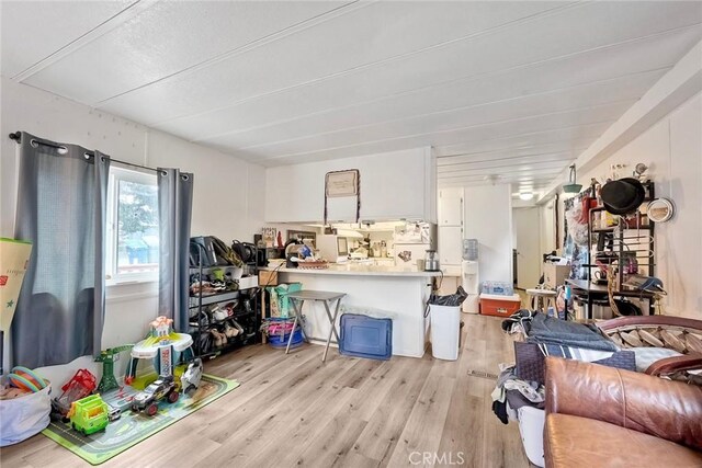 living area with light wood-style floors