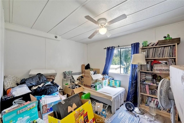 interior space featuring a ceiling fan
