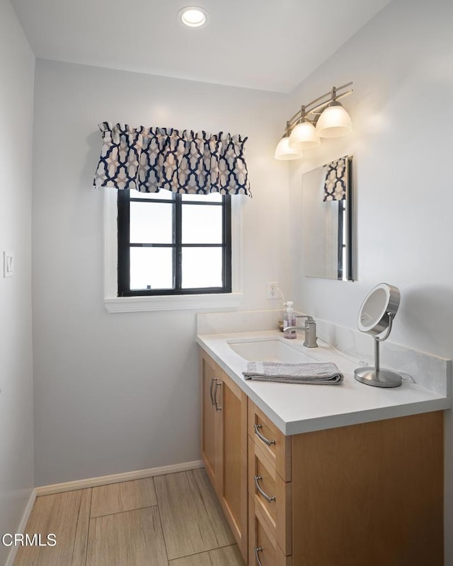 1441 Cleveland Rd, Glendale, CA 91202 - bathroom with baseboards, recessed lighting, and vanity