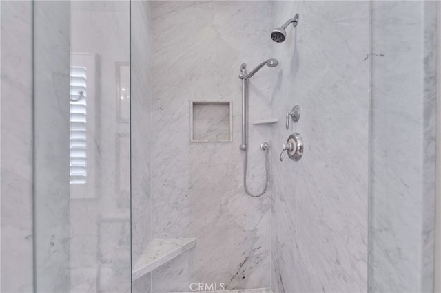 interior details with a marble finish shower