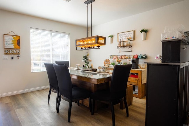 dining room with wood finished floors and baseboards