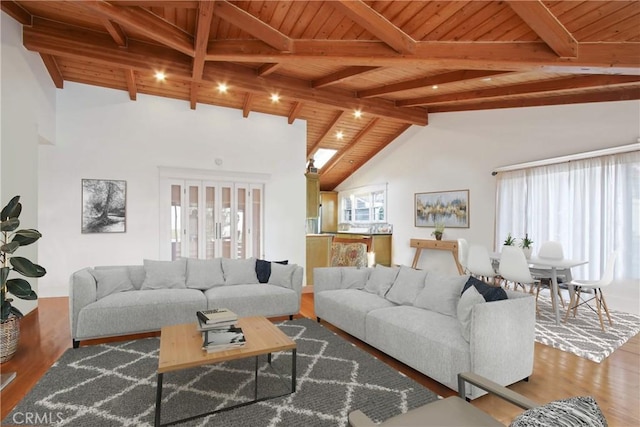 336 Redwood Dr, Pasadena, CA 91105 - living room with wooden ceiling and wood finished floors