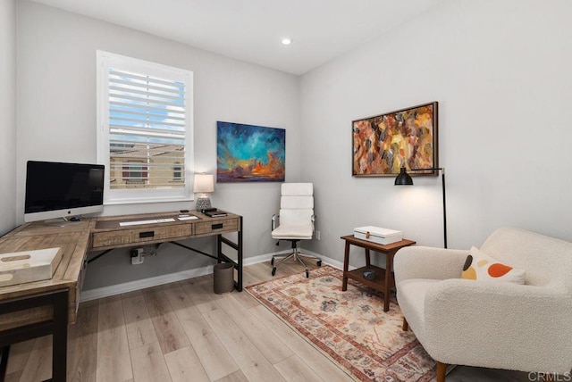 1518 Pepperwood Way, Oceanside, CA 92056 - office with light wood-type flooring, baseboards, and recessed lighting