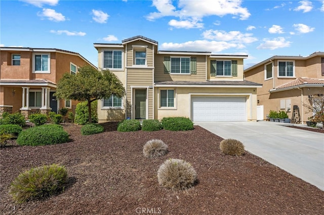 26382 Bramble Wood Cir, Menifee, CA 92584 - view of front of property with driveway, an attached garage, and stucco siding