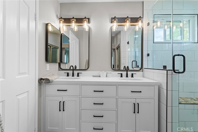 6816 Ridgeside Dr, Riverside, CA 92506 - bathroom with a shower stall and double vanity