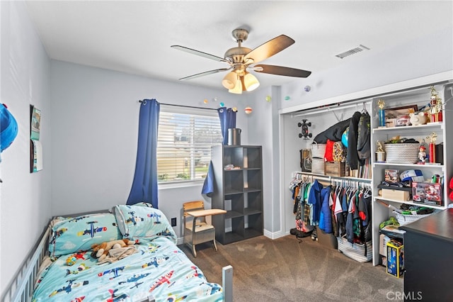 6816 Ridgeside Dr, Riverside, CA 92506 - bedroom featuring carpet, a closet, and a ceiling fan