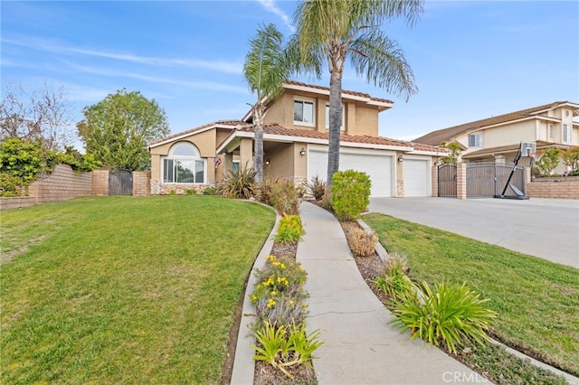 6816 Ridgeside Dr, Riverside, CA 92506 - view of front of home featuring a gate, stucco siding, concrete driveway, and a tiled roof