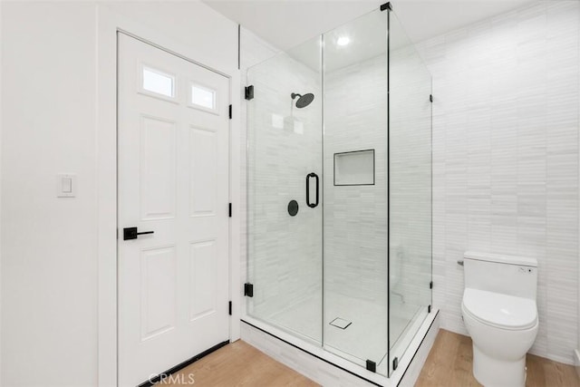 2037 Rayshire St, Thousand Oaks, CA 91362 - full bathroom featuring a shower stall, wood finished floors, and toilet