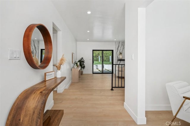 2037 Rayshire St, Thousand Oaks, CA 91362 - corridor featuring light wood-style floors and recessed lighting