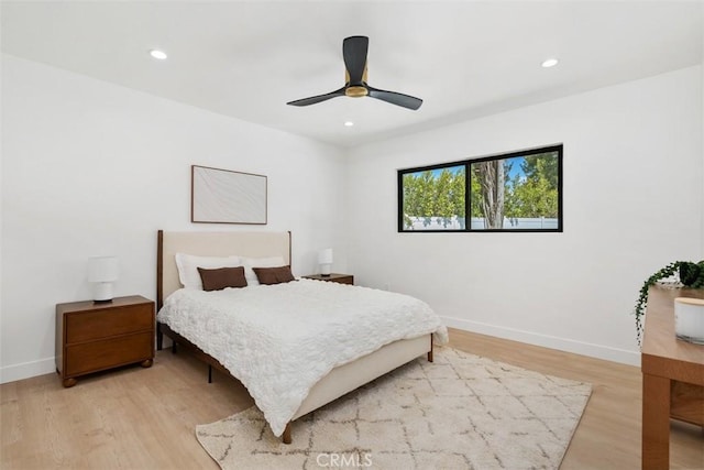 2037 Rayshire St, Thousand Oaks, CA 91362 - bedroom featuring baseboards, light wood finished floors, recessed lighting, and ceiling fan