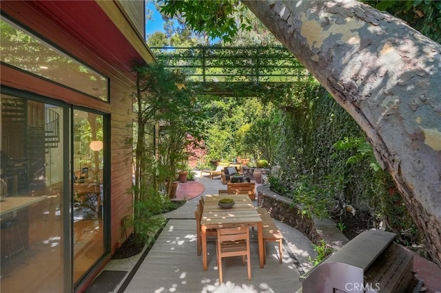 9955 Westwanda Dr, Beverly Hills, CA 90210 - view of patio with outdoor dining area and a pergola