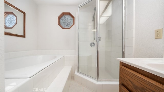 18668 Lemert St, Hesperia, CA 92345 - bathroom with a shower stall, a garden tub, and vanity