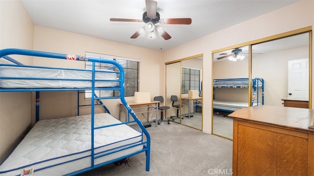 18668 Lemert St, Hesperia, CA 92345 - carpeted bedroom with two closets and ceiling fan