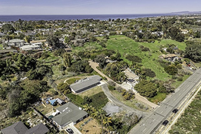 aerial view featuring a residential view and a water view