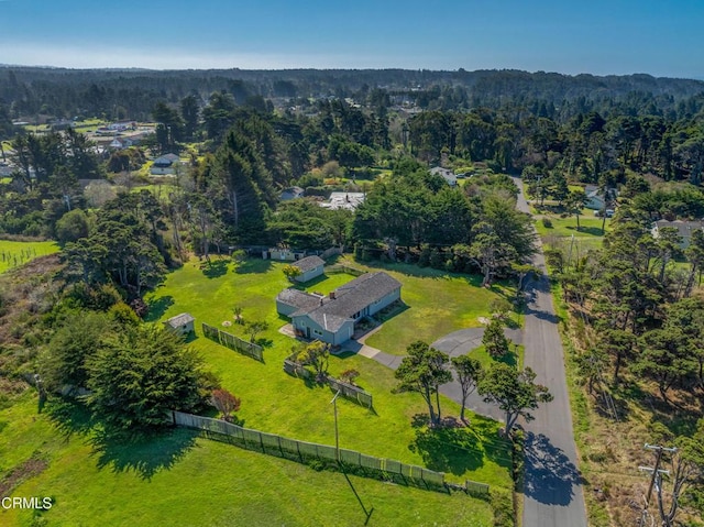 bird's eye view featuring a view of trees
