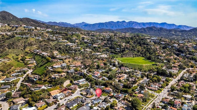 bird's eye view featuring a mountain view
