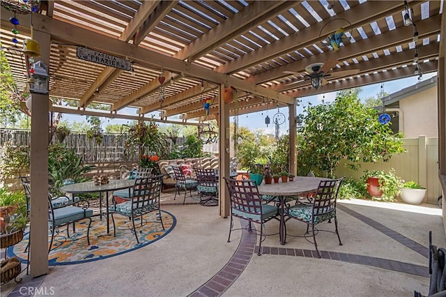 37557 Windsor Ct, Murrieta, CA 92562 - view of patio / terrace featuring a fenced backyard, outdoor dining space, and a pergola