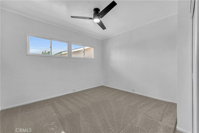 44546 E 3rd St E, Lancaster, CA 93535 - carpeted empty room with ornamental molding, ceiling fan, and baseboards