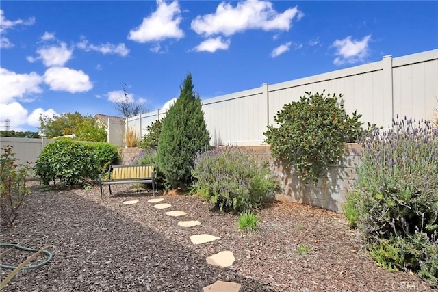 view of yard featuring a fenced backyard