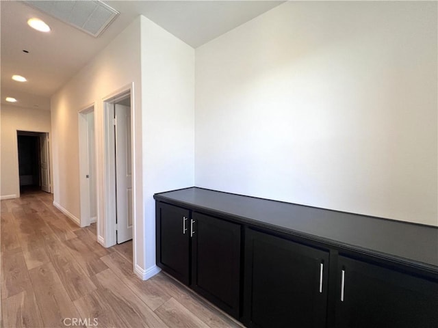 2866 S Via Belamaria, Ontario, CA 91762 - hall featuring light wood-type flooring, baseboards, visible vents, and recessed lighting