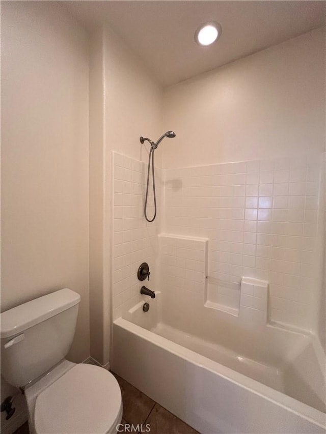 2866 S Via Belamaria, Ontario, CA 91762 - bathroom with toilet, tile patterned floors, and shower / bathing tub combination