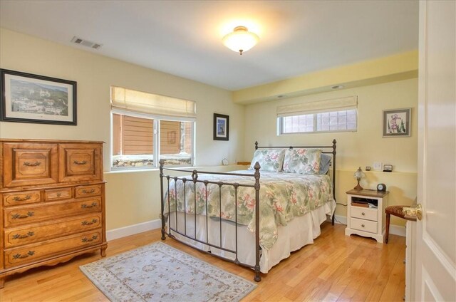 347 Ivar St, Cambria, CA 93428 - bedroom with baseboards, visible vents, and light wood-type flooring