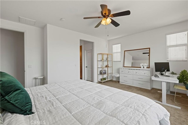32177 Clear Springs Dr, Winchester, CA 92596 - carpeted bedroom with radiator heating unit and ceiling fan