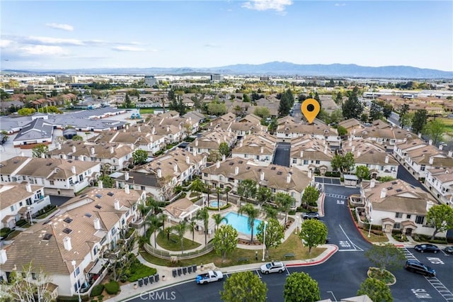 aerial view with a residential view and a mountain view