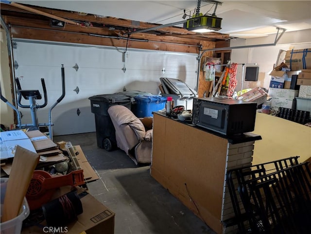 garage with a garage door opener