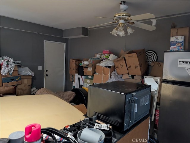 storage with a ceiling fan