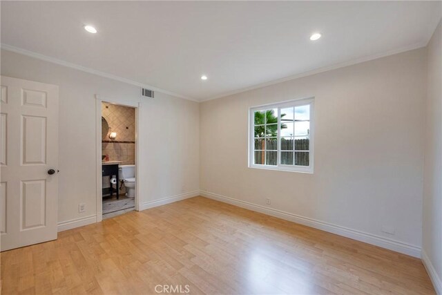 18342 Avolinda Dr, Yorba Linda, CA 92886 - spare room featuring light wood-type flooring, crown molding, baseboards, and recessed lighting