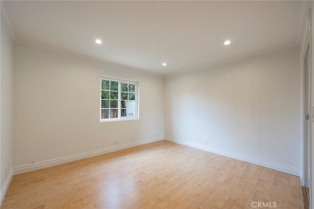 18342 Avolinda Dr, Yorba Linda, CA 92886 - unfurnished room with crown molding, light wood finished floors, baseboards, and recessed lighting