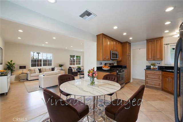 18342 Avolinda Dr, Yorba Linda, CA 92886 - dining space featuring recessed lighting and light tile patterned floors