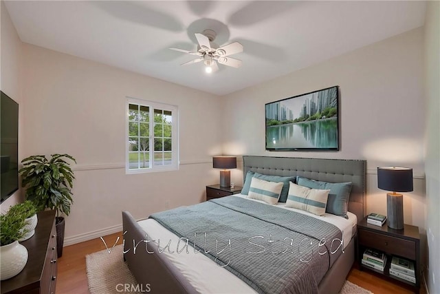 18342 Avolinda Dr, Yorba Linda, CA 92886 - bedroom with wood finished floors, baseboards, and ceiling fan