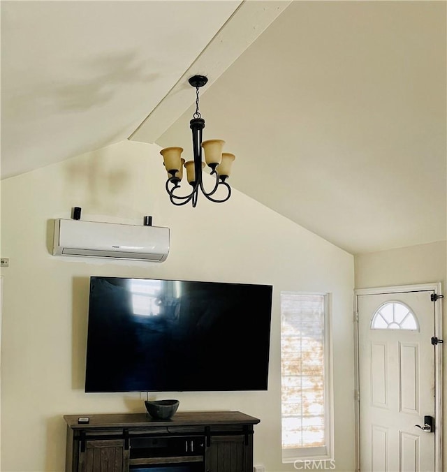 4225 Poplar Trl, Frazier Park, CA 93225 - room details featuring a wall mounted air conditioner and an inviting chandelier