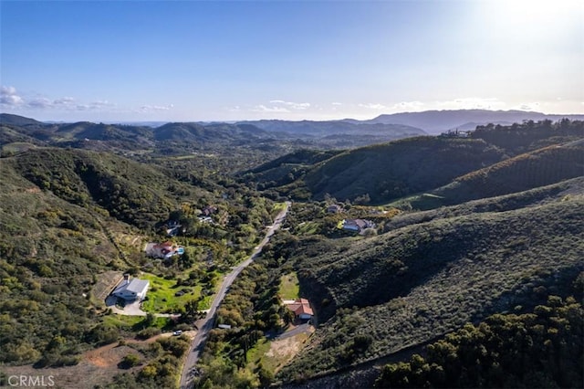 aerial view with a mountain view