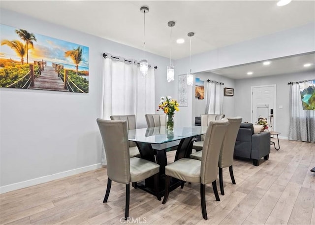 13118 Hoyt St, Pacoima, CA 91331 - dining area with light wood-style flooring, baseboards, and recessed lighting
