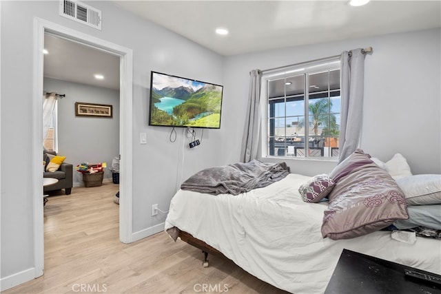 13118 Hoyt St, Pacoima, CA 91331 - bedroom with baseboards, visible vents, recessed lighting, and light wood finished floors