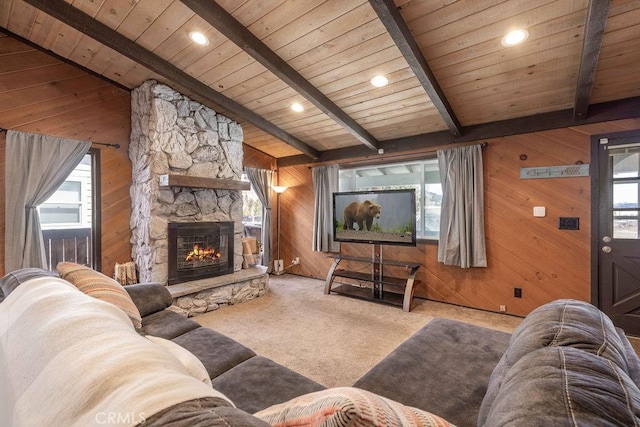1066 Paradise Way, Big Bear City, CA 92314 - living room featuring plenty of natural light and wood walls