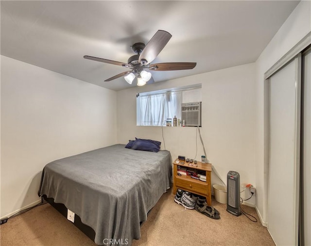 3611 4th Ave, La Crescenta, CA 91214 - carpeted bedroom featuring baseboards, ceiling fan, a closet, and cooling unit